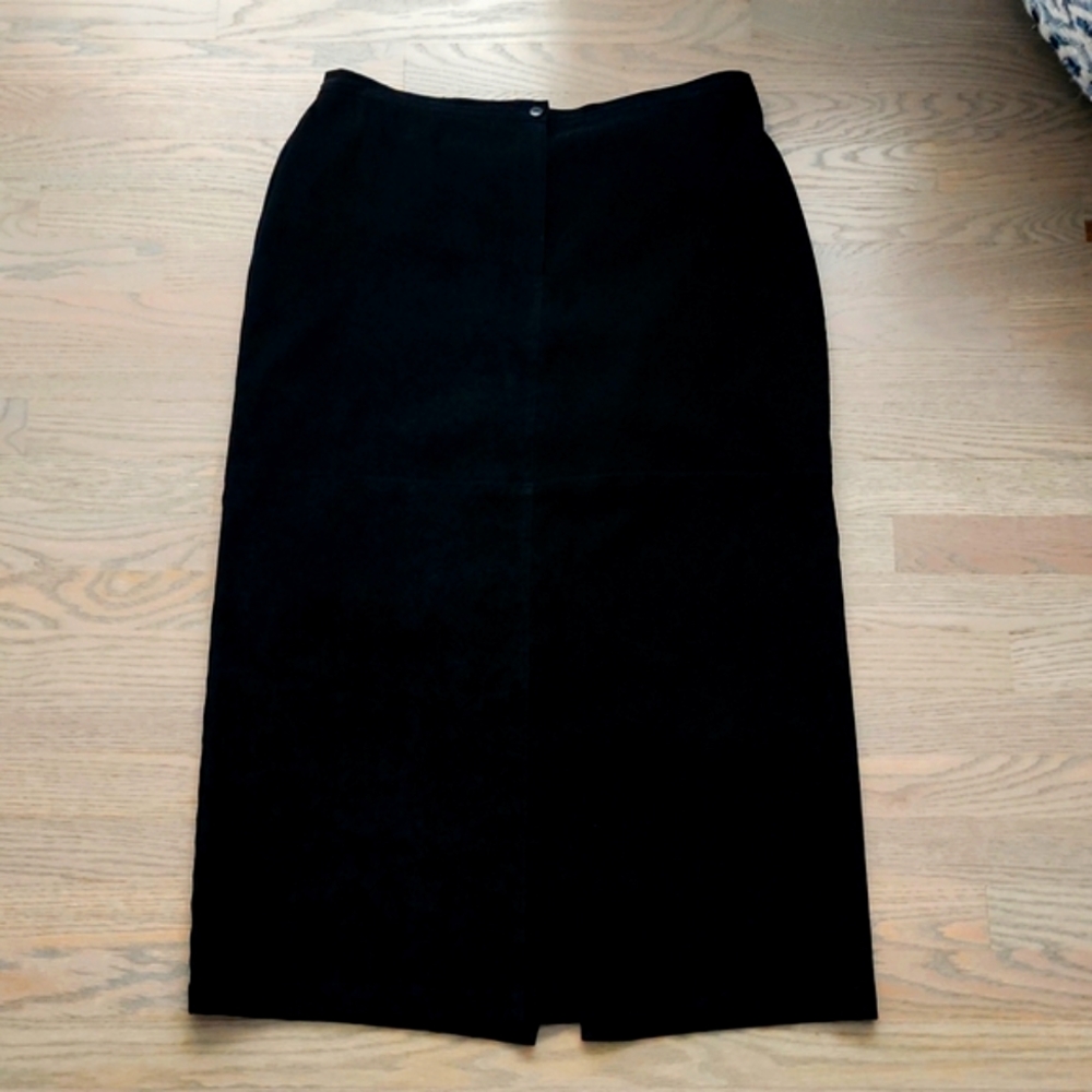 Vintage Norton McNaughton Faux Suede Black Skirt Size 18